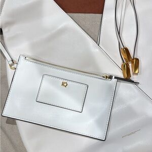 Donna Karan Elegant White Wristlet with Gold Details
